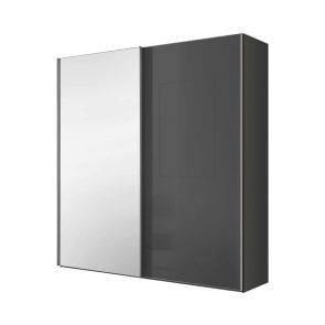 ЧЕРЕН ДВУКРИЛЕН ГАРДЕРОБ ЛУМОС С ПЛЪЗГАЩИ ВРАТИ И ОГЛЕДАЛО 200/68/222 СМ 