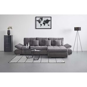 СИВА ХОЛНА ГАРНИТУРА ЕНРИКО 301/185/69 СМ С ФУНКЦИЯ СЪН 226/130 СМ