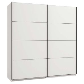 БЯЛ ДВУКРИЛЕН ГАРДЕРОБ ГАРД С ПЛЪЗГАЩИ ВРАТИ 200/61/217 СМ