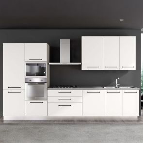 БЛОК КУХНЯ ЛЕЙН 360/60/240 СМ С ВКЛЮЧЕНИ 6БР ЕЛ.УРЕДИ  В БЯЛ ЛАК ГЛАНЦ