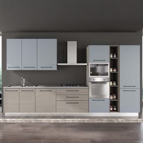 СИНЯ БЛОК КУХНЯ ЛЕЙН 390/60/240 СМ С ВКЛЮЧЕНИ 6БР ЕЛ. УРЕДИ