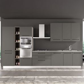 БЛОК КУХНЯ ЛЕЙН 390/60/240 СМ С ВКЛЮЧЕНИ 6БР ЕЛ.УРЕДИ   В СИВ ОНИКС