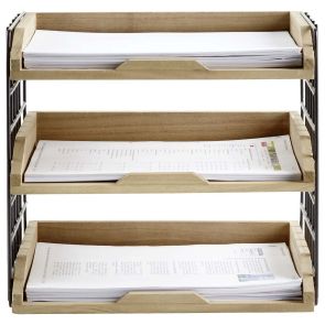 ЕТАЖЕРКА ЗА ДОКУМЕНТИ КЕЙДЖ С ДЪРВЕНИ РАФТОВЕ 34/30/25 СМ ДЪРВО ПАУЛОВНИЯ И ЧЕРНО