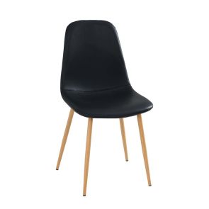 ТРАПЕЗЕН СТОЛ СВЕНЯ 45/55/85 СМ С ЧЕРНА ЕКО КОЖА/СВЕТЛА ДЪРВЕСНА ТЕКСТУРА ДО 140 КГ