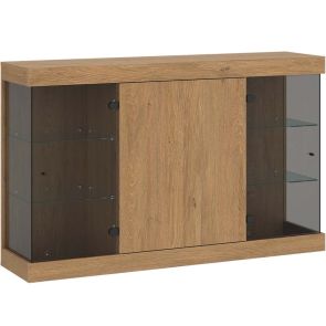 КОМОД С ДВЕ ВИТРИНИ АРЕТА 140/41.8/91.6 СМ В КАМЕНЕН ДЪБ