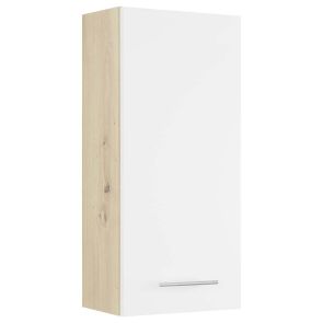 САНТИНО ВИСЯЩ ШКАФ ЗА БАНЯ 32.5/20.5/70 СМ В БЯЛО И СВЕТЪЛ ДЪРВЕСЕН ДЕКОР