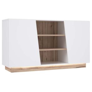 КОМОД С 2 ВРАТИ ХУЛОН 139.6/41/79 СМ В БЯЛО И ДЪБ