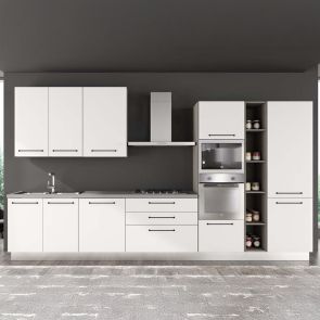 БЯЛА БЛОК КУХНЯ ЛЕЙН 390/60/240 СМ С ВКЛЮЧЕНИ 6БР ЕЛ. УРЕДИ