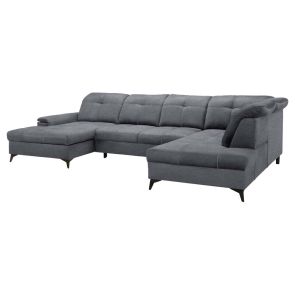 ТЪМНОСИВА П-ОБРАЗНА ХОЛНА ГАРНИТУРА СИЕРА 230/364/181/90-106 СМ С ФУНКЦИЯ СЪН 140/285 СМ