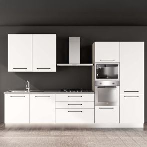 БЯЛА БЛОК КУХНЯ ЛЕЙН 330/60/240 СМ С ВКЛЮЧЕНИ 6БР ЕЛ. УРЕДИ