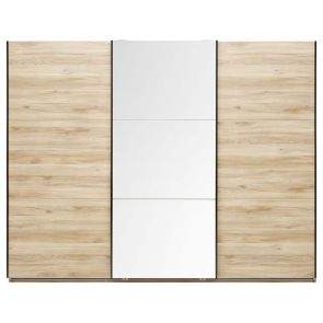 РАБИНА 3-КРИЛ ГАРДЕРОБ С ПЛЪЗГАЩИ ВРАТИ В ДЪБОВА ТЕКСТУРА 270/60/210 СМ