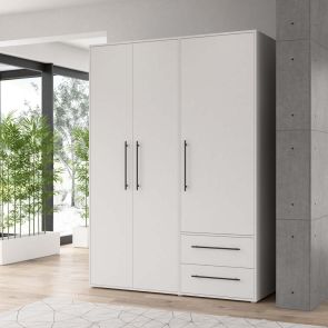 БЯЛ ТРИКРИЛЕН ГАРДЕРОБ МОКАРИС С 2 ЧЕКМЕДЖЕТА 144.4/58.8/200.1 СМ 