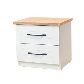 КАНЗАС НОЩНО ШКАФЧЕ С 2 ЧЕКМЕДЖЕТА 48/40/45h БЯЛО/ДЪБ