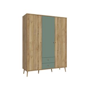 ТРИКРИЛ ГАРДЕРОБ ВЕНУА 154.2/52.2/201.5 СМ В ДЪБ МАУВЕА И ЗЕЛЕНО