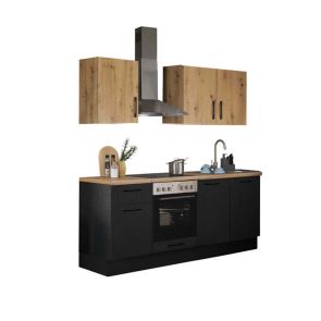 БЛОК КУХНЯ ТОРИНО 2 210/60/211 СМ В ТЪМЕНО ДЪРВЕСНО И ДЪБ АРТИСАН