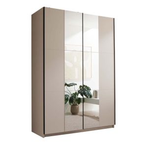 БЕЖОВ ДВУКРИЛЕН ГАРДЕРОБ ЛУСИ С ПЛЪЗГАЩИ СЕ ВРАТИ 150.4/60.2/218.5 СМ