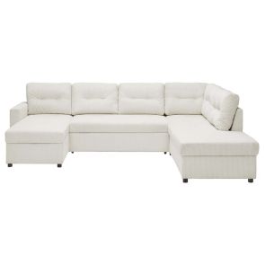 БЕЖОВА П-ОБРАЗНА ХОЛНА ГАРНИТУРА МАРТИНА С ДЯСНА ЛЕЖАНКА 276/204/89 СМ