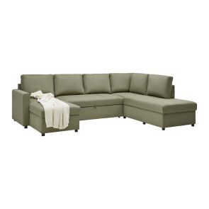 ЗЕЛЕНА П-ОБРАЗНА ХОЛНА ГАРНИТУРА МАРТИНА С ЛЯВА ЛЕЖАНКА 276/204/89 СМ И ПЛОЩ ЗА СЪН 131/250СМ