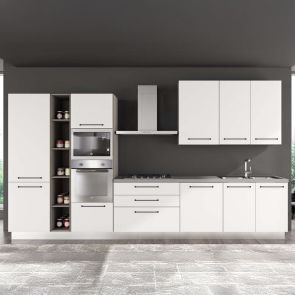 БЯЛА БЛОК КУХНЯ ЛЕЙН 390/60/240 СМ С ВКЛЮЧЕНИ 6БР ЕЛ. УРЕДИ