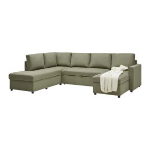 ЗЕЛЕНА П-ОБРАЗНА ХОЛНА ГАРНИТУРА МАРТИНА С ДЯСНА ЛЕЖАНКА 204/276/89 СМ И ПЛОЩ ЗА СЪН 131/250СМ.