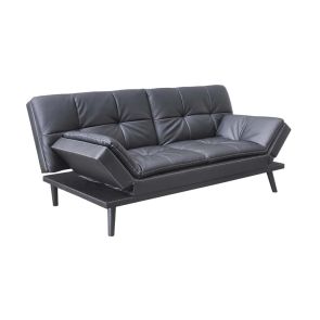 ЧЕРНО КЛИК КЛАК КАНАПЕ БЕРК 195/86/100 СМ С ЧУПЕЩИ ПОДЛАКЪТНИЦИ, ЕКО КОЖА