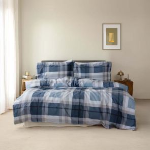 CARLO BLUE ДВОЕН СПАЛЕН КОМПЛЕКТ С 1 ПЛИК САТЕНИРАН ПАМУК