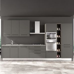 БЛОК КУХНЯ ЛЕЙН 390/60/240 СМ С ВКЛЮЧЕНИ 6БР ЕЛ.УРЕДИ  В СИВ ОНИКС