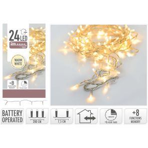 КОЛЕДНИ LED ЛАМПИЧКИ 24 БР. ТОПЛА СВЕТЛИНА 170СМ