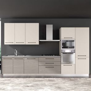 БЛОК КУХНЯ ЛЕЙН 360/60/240 СМ С ВКЛЮЧЕНИ 6БР ЕЛ.УРЕДИ В СИВ ДЪБ И АНГОРСКО СИВО