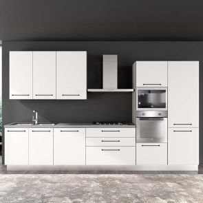 БЛОК КУХНЯ ЛЕЙН 360/60/240 СМ С ВКЛЮЧЕНИ 6БР ЕЛ.УРЕДИ  В БЯЛ ЛАК ГЛАНЦ