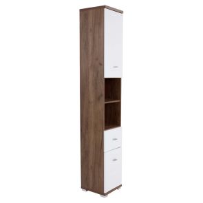 ВИСОК ШКАФ ЗА БАНЯ БАРИ 35.5/31.5/190 СМ В ДЕКОР ДЪБ И БЯЛО