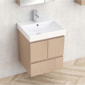 ДОЛЕН ШКАФ ЗА БАНЯ С ВКЛ. МИВКА БЕТАНИ С 2 ВРАТИ И 1 ЧЕКМ. 51/46/61.5 СМ В СВЕТЪЛ ДЪРВЕСЕН ДЕКОР