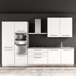 БЯЛА БЛОК КУХНЯ ЛЕЙН 330/60/240 СМ С ВКЛЮЧЕНИ 6БР ЕЛ. УРЕДИ BEKO