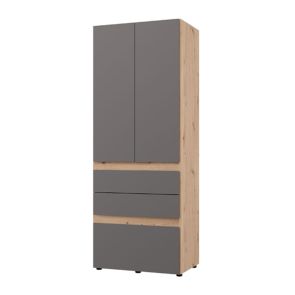ГАРДЕРОБ АРДЕРИН  78.5/51.5/207.5 СМ В ДЪБ АРТИСАН И ГРАФИТЕНО СИВО