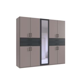 СВЕТЛО СИВ ПЕТКРИЛЕН ГАРДЕРОБ ТАЙГА С 1 ОГЛЕДАЛО И 4 ЧЕКМЕДЖЕТА 225/58/208 CM