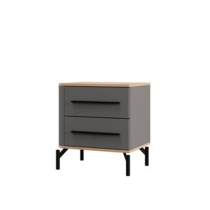 НОЩНО ШКАФЧЕ СИНОП С 2 ЧЕКМЕДЖЕТА 51.5/40/55.5 СМ В ДЪБ АРТИСАН И СИВО