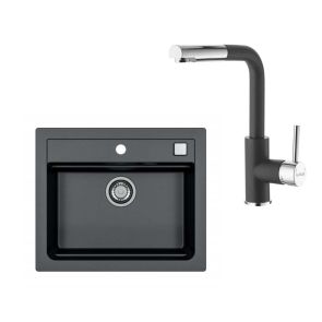 ALVEUS ПРОМО ПАКЕТ АТРОКС 30 ЦВЯТ G91 ЧЕРЕН ВКЛ. ГРАНИТНА МИВКА АТРОКС 30 С ДВЕ РАЗПРОБИВКИ +ГРАНИТЕН СМЕСИТЕЛ СИРОС