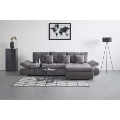 СИВА ХОЛНА ГАРНИТУРА ЕНРИКО 301/185/69 СМ С ФУНКЦИЯ СЪН 130/226 СМ