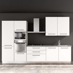 БЯЛА БЛОК КУХНЯ ЛЕЙН 330/60/240 СМ С ВКЛЮЧЕНИ 6БР ЕЛ. УРЕДИ BEKO