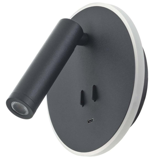 LA ROCHELLE LED АПЛИК С USB C ЧЕРЕН 11W 3000k+4000к