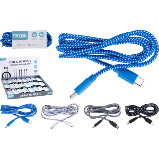 USB TYPE C-C ЗАРЕЖДАЩ КАБЕЛ АСОРТИ 100 СM