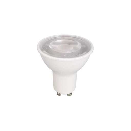 LED крушка с форма на рефлектор, стои вертикално, на бял фон.